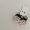 Novo gancho de mão contas de lã morango presilha de cabelo infantil tiara par de presilhas presilha lateral elástico pequeno