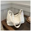 Casual Big Bag Feminino 2024 Verão Novo Soft Collapse Grande Capacidade Cor Sólida Tote Bag Estilo Coreano Simples Ombro Crossbody Bolsa