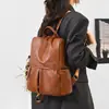 Mochila antirrobo para mujer de cuero PU suave, multi-bolsillos, gran capacidad, transfronteriza, mochila de moda para el trabajo y los viajes, mochila escolar para estudiantes