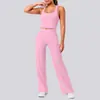 Conjunto de outfit de yoga racerback de secado rápido con sensación de segunda piel, de cintura alta, levanta glúteos, pierna ancha, deportivo casual para correr y fitness para mujer