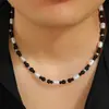 Cadena para Clavícula de Concha de Coco y Piedra Natural Estilo Bohemio con Diseño de Moda y Tejido a Mano para Hombre