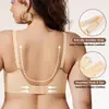 Sujetador cruzado de Amazon sin costuras, cuello en V, talla grande, estampado de leopardo, sin varillas, con efecto push-up y elevación, hecho de tela de seda helada, para mujer
