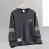 Moletom masculino, estilo primavera e outono, gola redonda, pulôver, camisa base de manga longa, top versátil casual solto, roupa masculina versátil