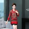 Mãe gorda seda de amoreira rica esposa saia plissada banquete de casamento seda terno Tang sogra meia-idade cheongsam casaco mulheres