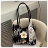 Lujo Ligero Internet Trendy Lona Bolso Grande Mujer 2024 Verano Nuevo Estilo Fresco Bordado Bolso de Hombro Bolso Tote de Gran Capacidad