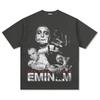 Eminem Impresso Estilo Americano Hip-Hop Street Manga Longa Manga Curta Vintage Lavado Moda Antiga Marca T-Shirt