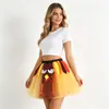 Falda de Malla para Cosplay de Acción de Gracias para Adultos, Falda Tutú con Elementos de Pavo, Falda Corta Linda y Original, Falda Abullonada