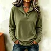 Amazon Europa y América Transfronterizo Estilo Otoño/Invierno 2026 Sudadera Suelta de Color Sólido con Cuello Solapa y Botones Manga Larga para Mujer