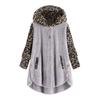 Amazon Ebay Venta Caliente Transfronteriza 2024 Otoño e Invierno Popular Botón Manga Larga Estampado de Leopardo Empalmado Chaqueta de Felpa con Capucha para Mujer