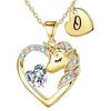 Europa y Estados Unidos transfronterizo caliente 26 letras color circón material de cobre colgante de amor regalo para niños collar de unicornio