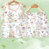 Conjunto de Colete Infantil Verão Estilo Fino Unissex Bebê Colete Sem Manga 100% Algodão Roupa de Verão para Bebê Conjunto de Duas Peças Shorts