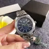 Reloj de Pulsera de Cuarzo Plateado Moda Suiza Automático Completo Estación de Calendario Esfera Azul Fábrica Oeste Correa de Acero Reloj para Hombre