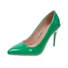 Sapatos Casuais de Salto Agulha Plus Size Transfronteiriços Femininos Primavera e Outono 2024 Novo Couro Patente Moda Salto Alto Feminino