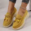 Zapatos Casuales Nuevos de Otoño 2026 con Borlas y Lazo Talla Grande Comercio Exterior Mocasines con Cuentas de Cruzado de Tacón Medio para Mujer