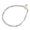 Pulsera de Perlas de Agua Dulce Naturales Color Aguamarina para Mujer, Estilo de Gama Alta de Nicho, Nueva Joyería de Pulsera de Cristal Estilo Chino de Verano al por Mayor