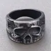 Anel de Caveira Texturizado Estilo Vintage Europeu e Americano, Estilo Escuro, Personalidade Hardcore, Anel Masculino Tendência em Aço Inoxidável