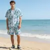 Conjunto de Seda de Gelo para Homem para Comércio Exterior Transfronteiriço, Camisa de Manga Curta de Secagem Rápida, Shorts de Praia com Estampa Versátil, Conjunto de Duas Peças Combinando para Casal