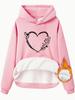 Suéter con estampado de corazón de mariposa de comercio exterior de estación independiente de Amazon eBay, suéter casual cómodo para mujer con forro polar al por mayor