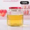 Botella de Vidrio Hexagonal Personalizada 380ml Botella para Miel Frutas y Verduras Botella para Salsa de Chile con Tapa Frasco de Vidrio Sellado Frasco de Almacenamiento