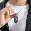 AliExpress Joias Europeias e Americanas Aço Titânio Retangular Pingente Cabeça de Fantasma Vintage Hip Hop Aço Inoxidável Tag de Caveira Colar