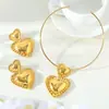 Set de Aretes y Collar con Forma de Corazón de Personalidad Elegante Transfronterizo Europeo y Americano, Aretes Versátiles de Aleación Geométricos Retro a la Moda en Stock