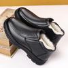 Zapatos de hombre invierno altos de algodón cabeza de capa piel de vaca cálidos forro de felpa casual para mediana edad y ancianos antideslizantes zapatos de papá una generación de pelo