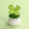 Flores Artificiais Simuladas Feitas à Mão Acabadas Trevo de Quatro Folhas Pequena Planta em Vaso Flores de Lã Trançadas Casa Escritório Carro Pequenos Enfeites