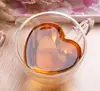 Taza de café o leche de vidrio doble creativa para regalo, con forma de corazón, resistente al calor, disponible en stock de fábrica