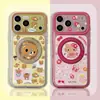 Funda para teléfono KT cat con flores de lunares KT y lupa Rilakkuma adecuada para Apple 18Promax iPhone17Pro