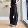 Pantalones casuales de pierna ancha simples de estilo americano casual, nuevos para el verano para hombres y mujeres, pantalones casuales grises holgados con cordón, modernos