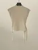 Camiseta de punto de manga corta lisa con cuello de corbata que ciñe la cintura, estilo minimalista, nueva colección Primavera 2026 Fone Jianhe para mujer 59027