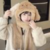 Gorro de felpa de invierno lindo de dibujos animados de algodón perro gorro cálido bufanda guantes todo en uno gorra conjunto cálido de tres piezas