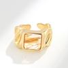 Anillo abierto de plata de ley S925 para mujer, estilo coreano, diseño minimalista con cara irregular y microincrustaciones de piedra.