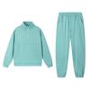 Traje casual de dos piezas de color liso con solapa y cremallera, moda nueva de otoño e invierno, transfronterizo de Amazon Europa y América 2025