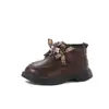 Sapatos de Couro para Meninas 2025 Novo Outono e Inverno Veludo Quente Sapatos de Algodão Laço Sapatos de Princesa para Meninas Pequenas Dropshipping