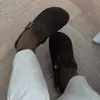 Zapatos Birkenstock con Forro de Piel a Juego para Mujer, Nuevo Estilo de Primavera, Zapatillas de Corcho con Piel, Estilo Retro, Punta Cerrada.