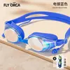 Óculos de Natação de Competição, Alta Definição, Anti-Embaçante, À Prova D'água, Protetores Auriculares de Silicone de Peça Única para Adultos, Armação Pequena Plana, Óculos de Natação Profissionais Atacado