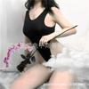 Seja seu gato e eu cobrirei sua lingerie sexy, macacão de perna alta, seda gelada, transparente justo em forma de T para tentar Europeu e Americano 7092