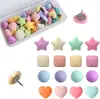 Chinchetas de Resina en Caja con Formas de Estrella, Corazón y Cuadrado, Serie de Colores Macaron, para Tablero de Corcho de Fieltro, Pared de Fotos