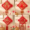 Colgante Personalizado Nuevo Hecho a Mano Nudo Chino Rojo Bendición y Felicidad Doble Cara para Sala de Estar Vestíbulo Casa Nueva y Palabras Felices para Boda Especial