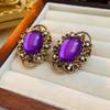 Aretes de Diamantes Vintage Medievales Elegantes Aretes Estilo Corte de Moda Aretes Colgantes Aretes de Lujo Ligero de Alta Gama