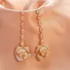 Brincos de Borla Rosa com Diamantes Inteiros 2023 Novos Brincos Exagerados de Luxo Leve Brincos Elegantes para Vestido de Noiva para Mulheres com Diamantes Brilhantes