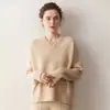 Nuevo Suéter de Cachemir Grueso con Cuello en V para Mujer, Holgado y Ceñido, Suéter de Punto de Cachemir con Estilo Perezoso por Dentro