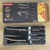 Juego de cuchillos de cocina de acero inoxidable de seis piezas con diseño de onda negra, juego de pintura en aerosol, cuchillo de chef, cuchillo rebanador, disponible en stock.