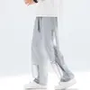 Pantalones Holgados de Malla de Seda Hielo Calados de Secado Rápido para Hombre, Verano Delgados Sueltos Frescos de Pierna Recta Caída Casual Deportivos para Aire Acondicionado