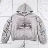 Sudadera con Cremallera Estampado de Letras Vintage de Comercio Exterior Transfronterizo, Estilo Hip-Hop Callejero Harajuku, Sudadera Holgada de Manga Larga y Pantalones Deportivos