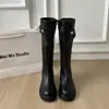 Botas Largas Estilo Coreano de Gama Alta con Temperamento, Piel Suave, Adelgazantes, Tacón Grueso, para Mujer, Novedad Otoño 2026, Cremallera Lateral, Hebilla, Botas de Jinete