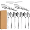 Conjunto de colheres de servir Amazon, colheres de porcionamento em aço inoxidável, pegadores de comida, utensílios de jantar públicos, colheres e garfos de servir para hotel