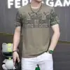 Camisetas Informales de Verano para Hombre, Estilo Nuevo, Seda Helada, Moda, Cuello Redondo, Manga Corta, Estampadas, Modernas, Ajustadas, Manga Media, Camisa de Lujo Ligero