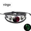 Promoção Quente da Amazon Pulseira de Couro Luminosa de Resina com Doze Constelações Multicamadas Moda Masculina Pulseira Trançada de Amizade Conjunto